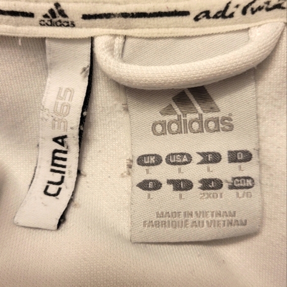 White Adidas Track Jacket Vintage Zip Sweatshirt Royal Blue Stripes Clima365 L - Picture 6 of 6